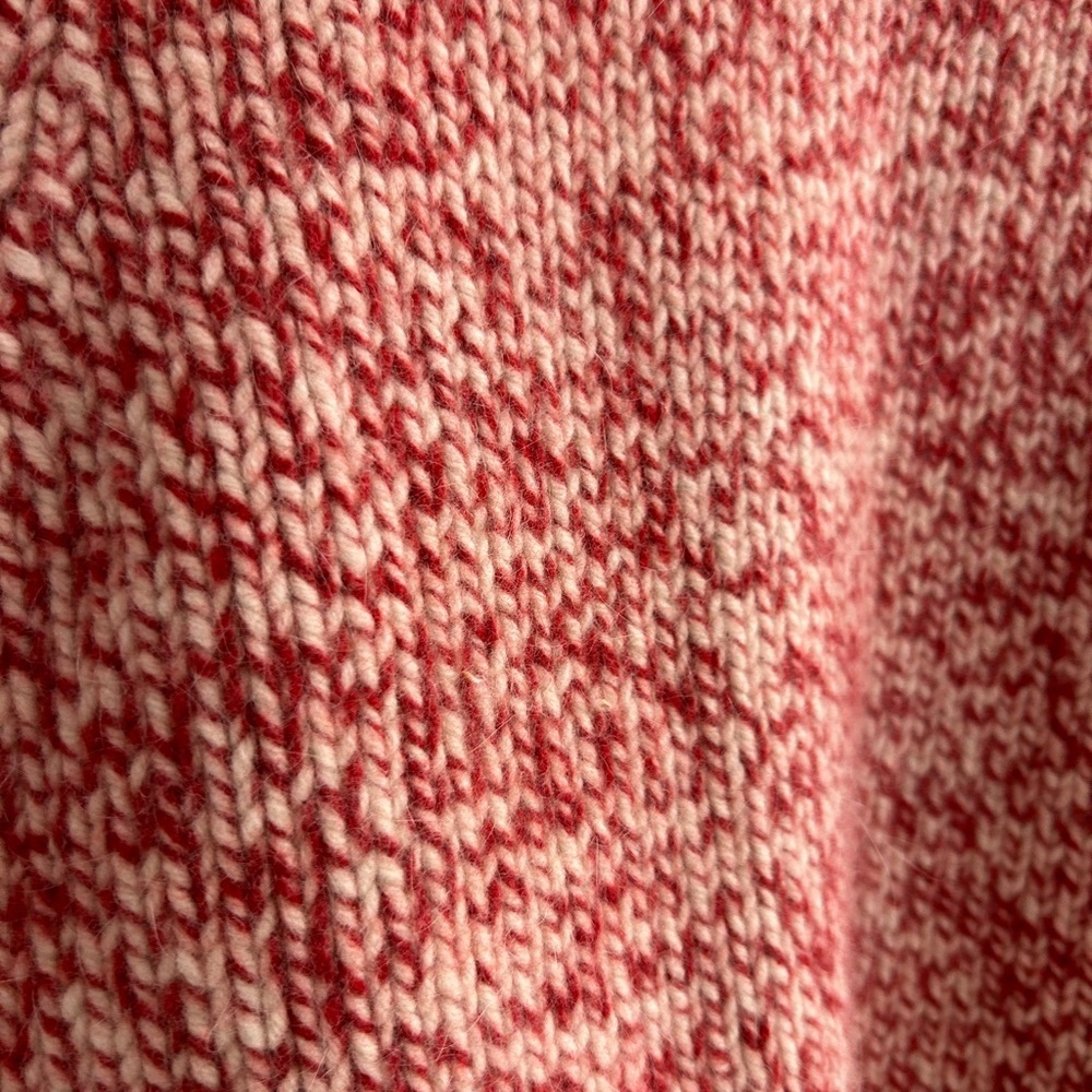 Eddie Bauer chunky knit sweater turtle red/white 70% lamb wool 20% rabbit size L - Picture 6 of 6